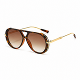 Damen Sonnenbrille mit runden Gläsern und schlanken Bügeln – Braun