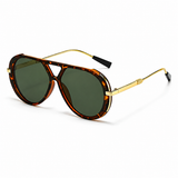 Damen Sonnenbrille mit runden Gläsern und schlanken Bügeln – Grün