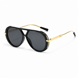 Damen Sonnenbrille mit runden Gläsern und schlanken Bügeln – Schwarz