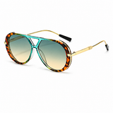 Damen Sonnenbrille mit runden Gläsern und schlanken Bügeln – Türkisblau
