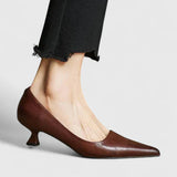 Damen Spitze Slip-On Pumps mit Niedrigem Absatz – Niemiecki