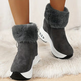 Damen Winter Sneakers mit seitlichem Reißverschluss und Plüschfutter – Grau