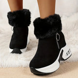 Damen Winter Sneakers mit seitlichem Reißverschluss und Plüschfutter – Schwarz