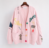 Damen Strickjacke mit Knopfleiste, V-Ausschnitt und aufgesetzten Taschen – Rosa