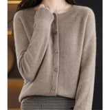 Damen Strickjacke Mit Knöpfen und V-Ausschnitt – Braun