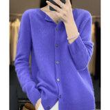 Damen Strickjacke Mit Knöpfen und V-Ausschnitt – Dunkelblau