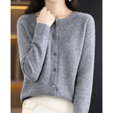 Damen Strickjacke Mit Knöpfen und V-Ausschnitt – Grau