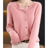 Damen Strickjacke Mit Knöpfen und V-Ausschnitt – Hellrosa