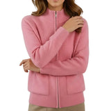 Damen Strickjacke mit Reißverschluss und aufgesetzten Taschen – Hellrosa