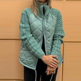 Damen Steppjacke mit Strickärmeln – Meeresgrün