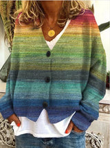 Damen Strickjacke mit Wellenmuster und Knopfleiste – Grün