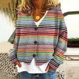 Damen Strickjacke mit Wellenmuster und Knopfleiste – Mehrfarbig
