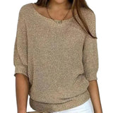 Damen Strickpullover mit halblangen Ärmeln – Braun