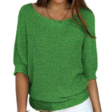 Damen Strickpullover mit halblangen Ärmeln – Grün