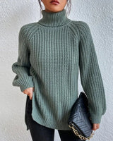 Damen Rollkragenpullover mit lockerer Passform – Grün