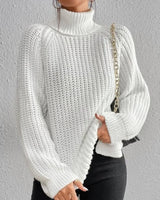 Damen Rollkragenpullover mit lockerer Passform – Weiß