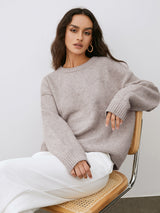 Damen Strickpullover mit Rundhalsausschnitt – Grau