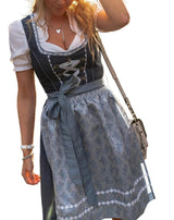 Damen Traditionelles Dirndlkleid mit Schnürmieder und Schürze – Blue