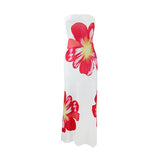 Damen Trägerloses Säulenkleid mit Großen Blumenmotiven – Weiß/Rosa