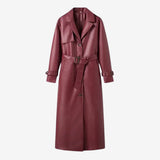 Damen Trenchcoat in Burgunder mit Gürtel – Rot