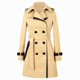 Damen Trenchcoat mit doppelter Knopfreihe und Gürtel – Beige