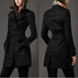 Damen Trenchcoat mit Gürtel und Doppelter Knopfreihe – Schwarz