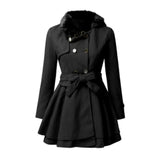 Damen Trenchcoat mit Gürtel – Schwarz