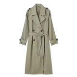 Damen Trenchcoat mit Gürtel und Knopfdetails – Beige