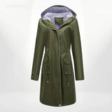 Damen Regenjacke mit Kapuze und wasserdichtem Stoff – Army green