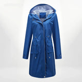 Damen Regenjacke mit Kapuze und wasserdichtem Stoff – Blau
