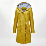 Damen Regenjacke mit Kapuze und wasserdichtem Stoff – Gelb