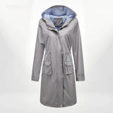 Damen Regenjacke mit Kapuze und wasserdichtem Stoff – Grau