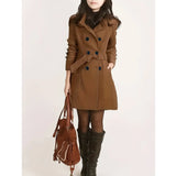 Damen Trenchcoat mit Taillengürtel und Knopfverschluss – Braun