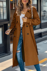 Damen Trenchcoat mit Zweireihigem Design und Gürtel – Braun