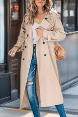 Damen Trenchcoat mit Zweireihigem Design und Gürtel – Beige