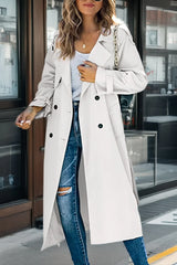 Damen Trenchcoat mit Zweireihigem Design und Gürtel – Weiß