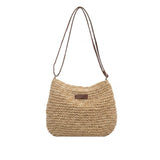 Damen Umhängetasche mit geflochtener Textur und Schulterriemen – Beige