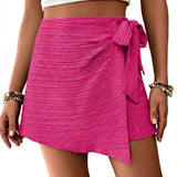 Damen-Wickel-Skort mit Strukturmuster und Bindedetail – Rosa
