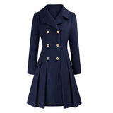 Damen Wintermantel mit taillierter Form und Doppelknopfleiste – Marineblau