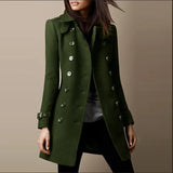 Damen Zweireihiger Trenchcoat mit Knopfdetails – Grün