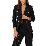 Damen Zweiteiliges Blazer- und Hosen-Set – Schwarz