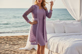 Damen zweiteiliges Kleid-Set mit Spitzen-Überwurf – Lila