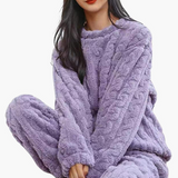 Damen Zweiteiliges Pyjama-Set mit Struktur – Lila
