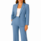 Damen Zweiteiliges Set mit Blazer und Hose mit Reverskragen – Blau