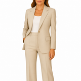 Damen Zweiteiliges Set mit Blazer und Hose mit Reverskragen – Beige
