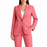 Damen Zweiteiliges Set mit Blazer und Hose mit Reverskragen – Rosa