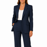 Damen Zweiteiliges Set mit Blazer und Hose mit Reverskragen – Marineblau