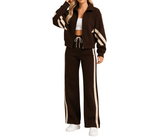 Damen Zweiteiliges Set mit Reißverschlussjacke und Hose – Braun