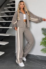 Damen Zweiteiliges Set mit Reißverschlussjacke und Hose – Grau