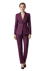 Damenanzug mit strukturierter Ein-Knopf-Jacke und schmal geschnittener Hose – Lila
